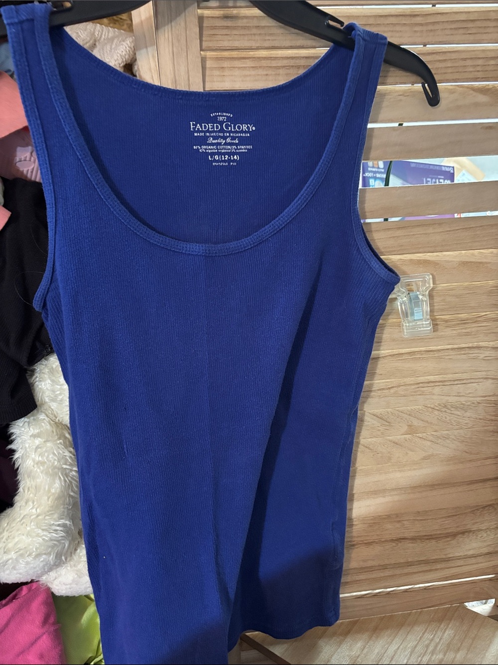 Faded Glory Women's Cobalt Blue Ribbed Tank Top Large